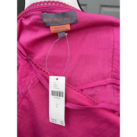 Anthropologie Bhanuni Jyoti Sleeveless Patchwork Lace Midi Dress Pink Large - Picture 9 of 9